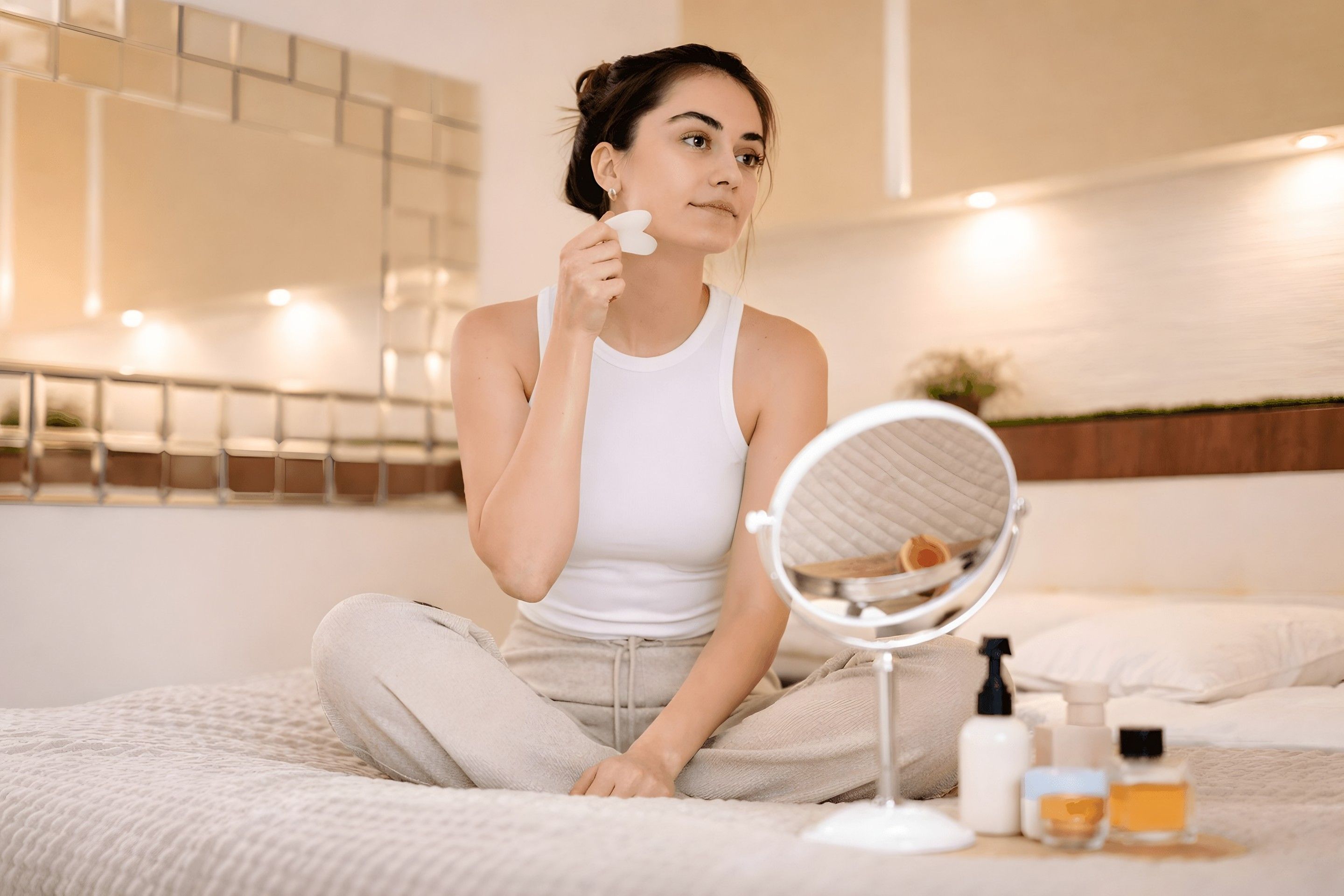 Client relaxing during a calm, restorative ritual