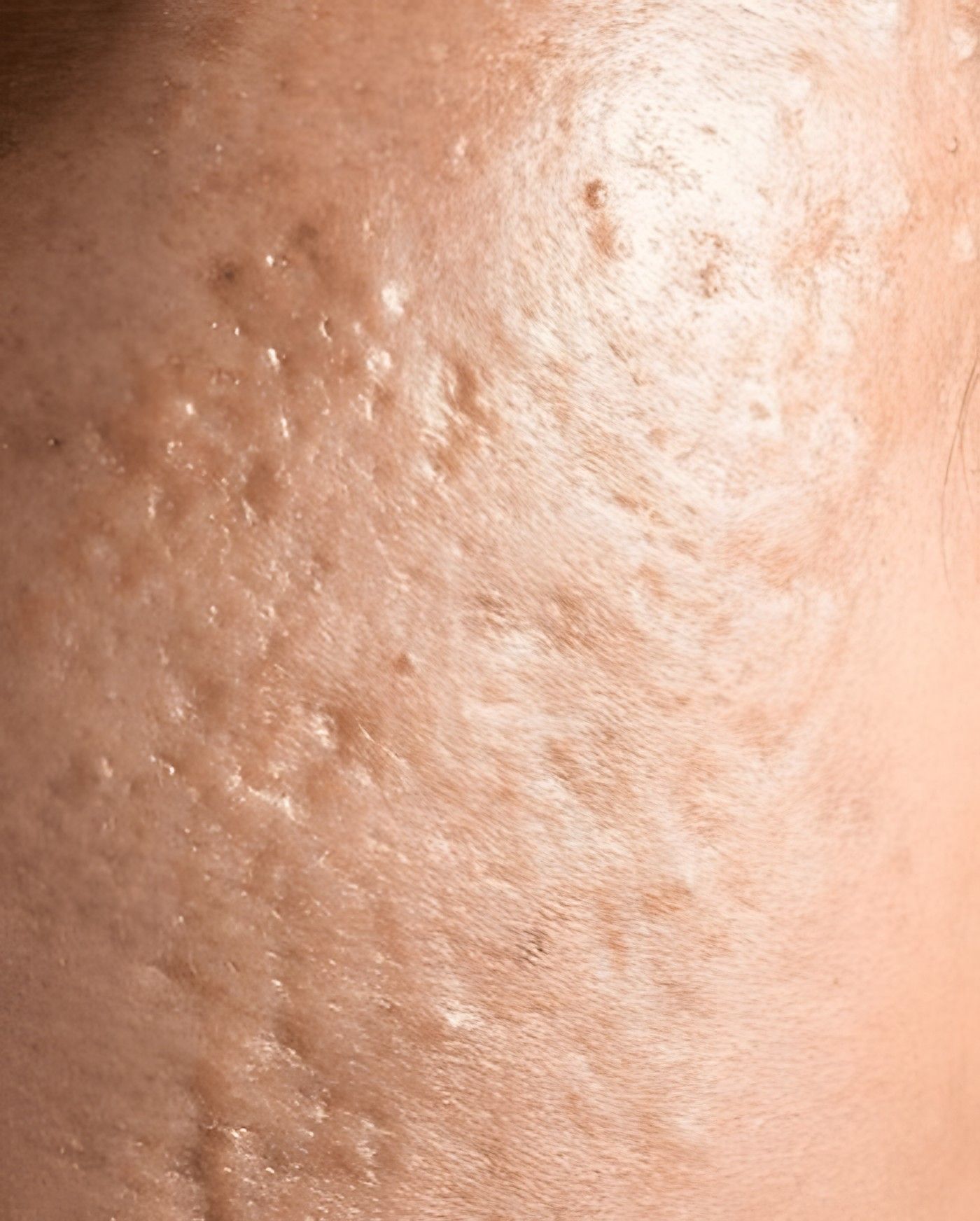 Close-up of acne-prone skin texture before treatment