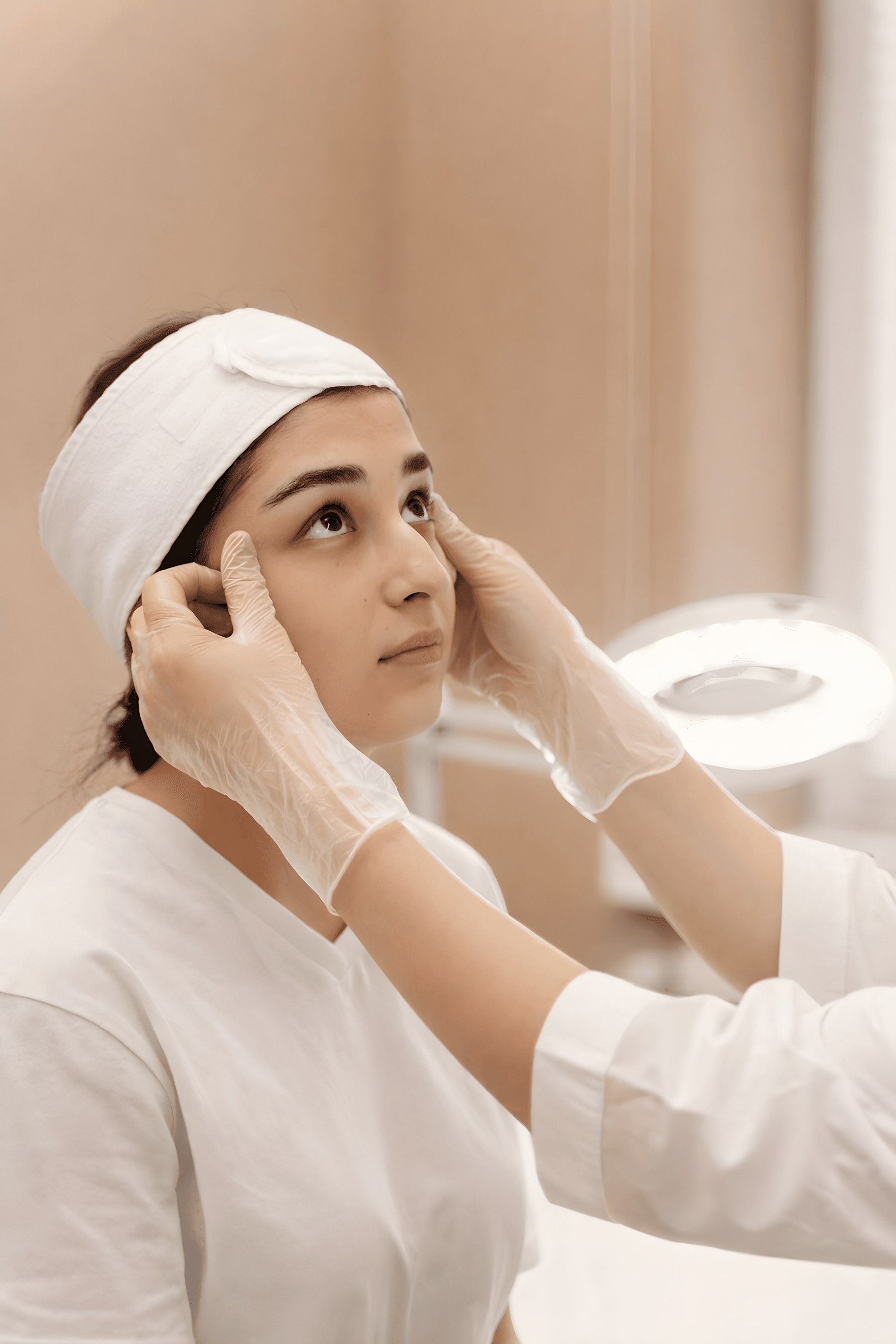 Skin assessment during a consultation at a skin clinic
